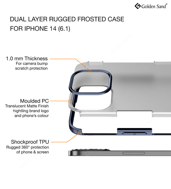 Apple iPhone 14 (6.1 inch) Back Cover | Rugged Frosted Series, Blue