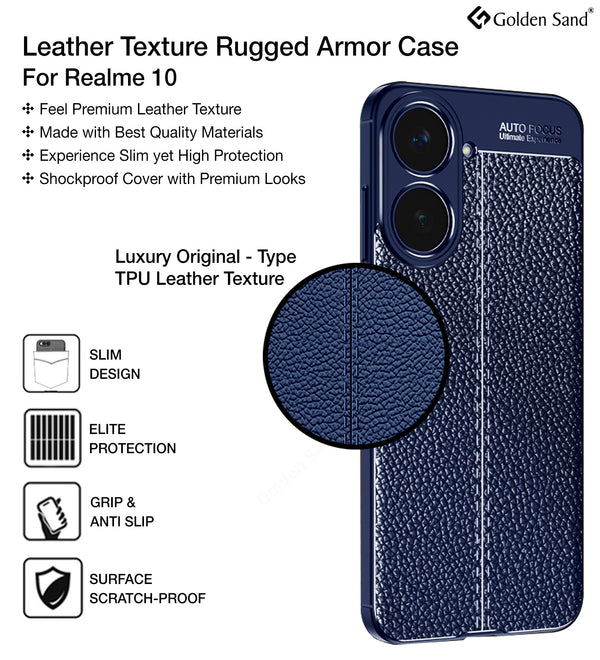 realme 10 (6.4 inch) Back Cover | Vegan Leather Series, Blue