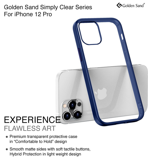 Simply Clear Series Hybrid Transparent Back Cover for Apple iPhone 12 Pro, Blue