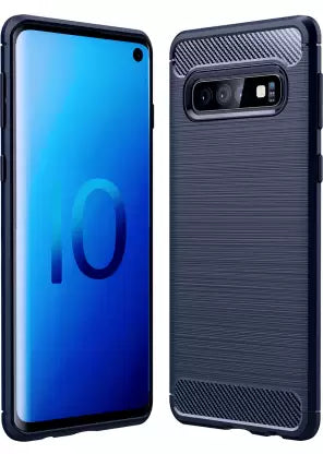 Carbon Fibre Series Shockproof Armor Back Cover for Samsung Galaxy S10, 6.1 inch, Blue