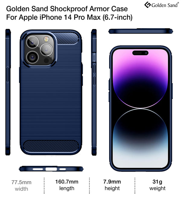 Carbon Fibre Series Shockproof Armor Back Cover for Apple iPhone 14 Pro Max, 6.7 inch, Blue