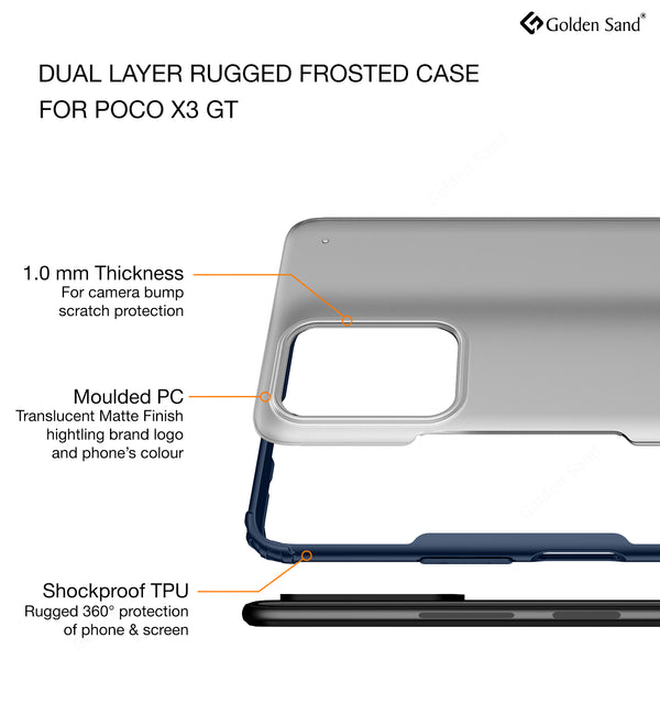 Poco X3 GT (6.6 inch) Back Cover | Rugged Frosted Series, Blue