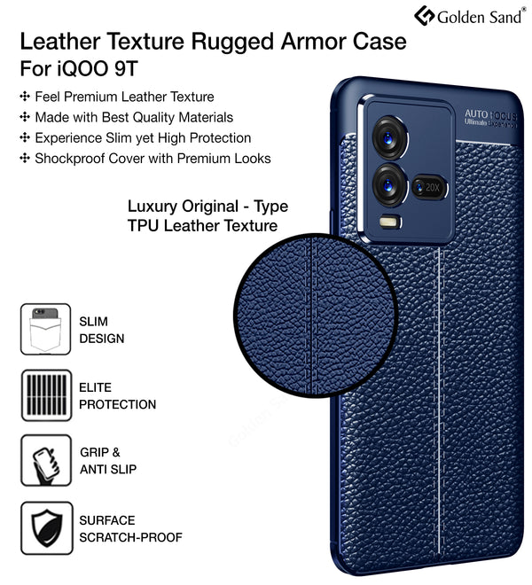 iQOO 9T 5G (6.78 inch) Back Cover | Vegan Leather Series, Blue