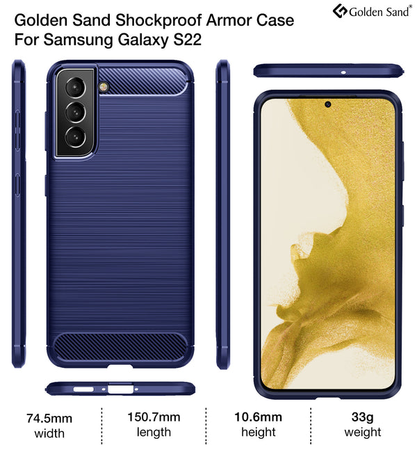 Carbon Fibre Series Shockproof Armor Back Cover for Samsung Galaxy S22 5G, 6.1 inch, Blue