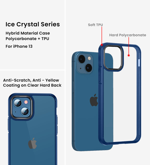 Apple iPhone 13 Mini (5.4 inch) Back Cover | Ice Crystal Series [Anti Yellow], Deep Blue