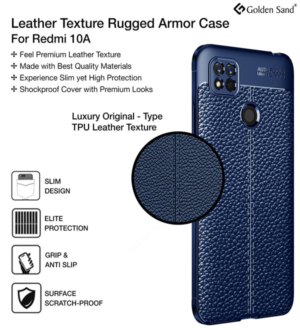Redmi 10A (6.53 inch) Back Cover | Vegan Leather Series, Blue