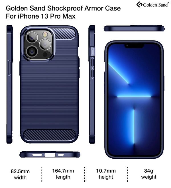 Carbon Fibre Series Shockproof Armor Back Cover for Apple iPhone 13 Pro Max, 6.7 inch, Blue