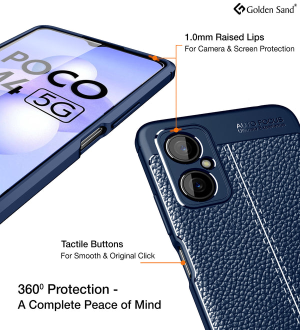 POCO M4 5G (6.58 inch) Back Cover | Vegan Leather Series, Blue