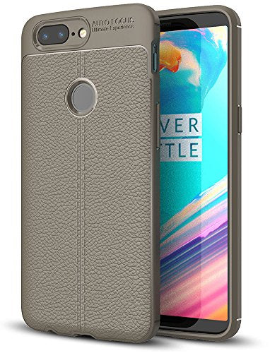 Back Cover, Drop Tested, TPU (Rubber), Grey, Leather, Leather Armor TPU, ₹500 - ₹699, Solid, Slim Design, oneplus, oneplus 5T, 