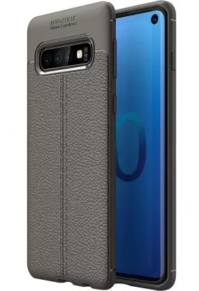 Leather Armor TPU Series Shockproof Armor Back Cover for Samsung Galaxy S10, 6.1 inch, Grey