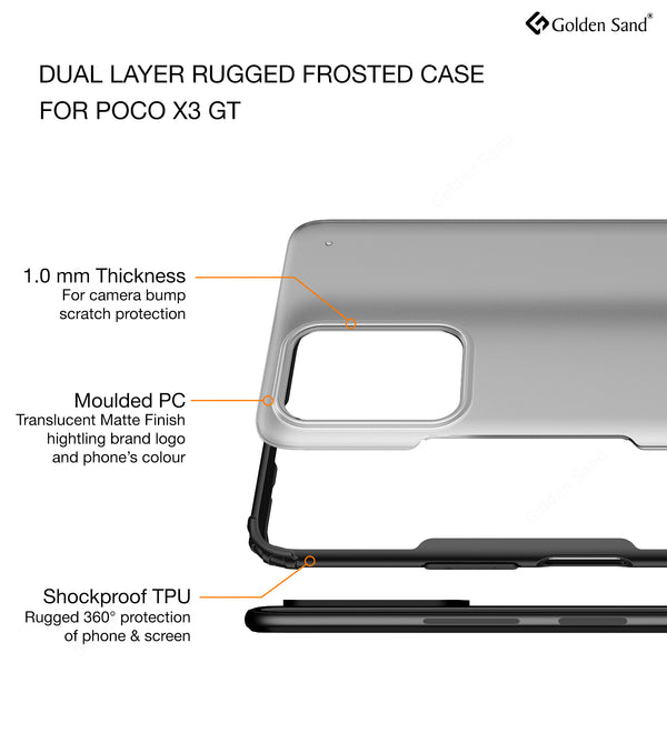 Poco X3 GT (6.6 inch) Back Cover | Rugged Frosted Series, Black