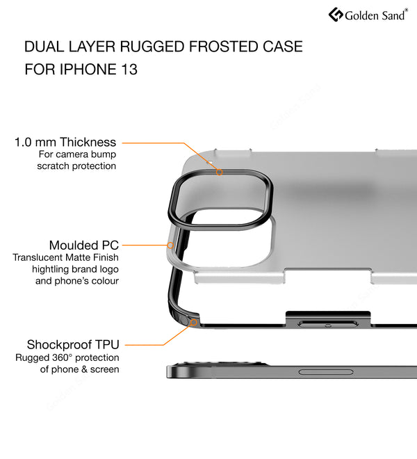 Apple iPhone 14 (6.1 inch) Back Cover | Rugged Frosted Series, Black