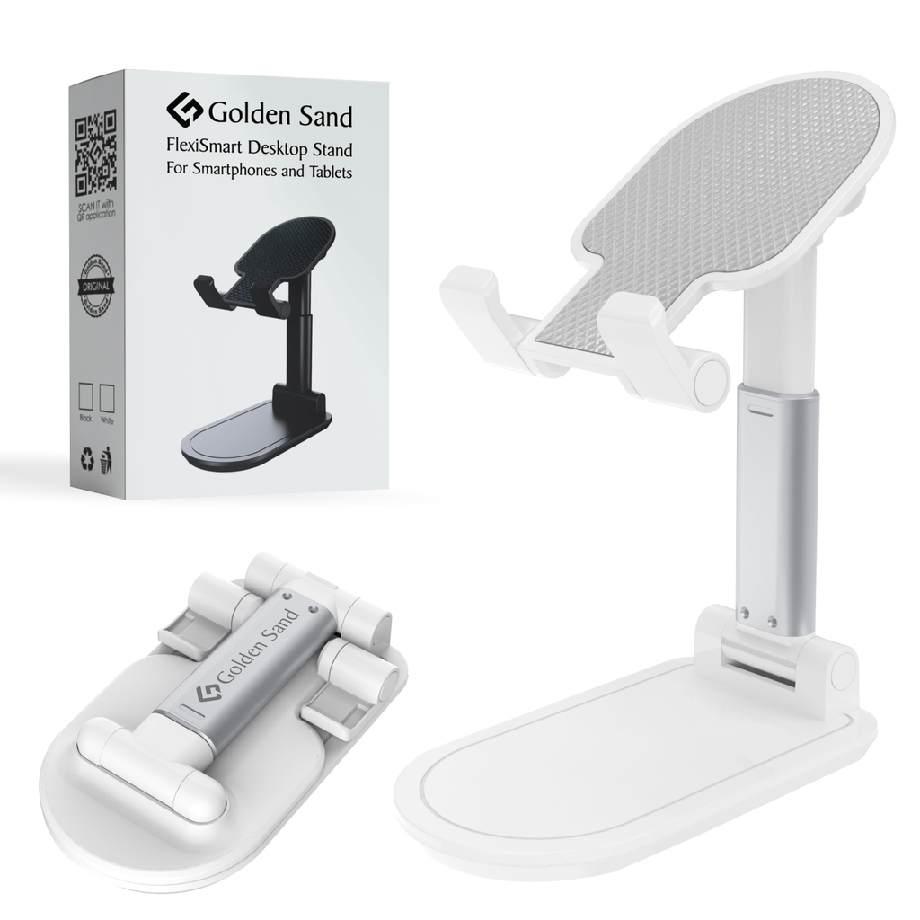 FlexiSmart Holder for Mobiles and Tablets [Sturdy Multi Angle Height Adjustable Stand], White