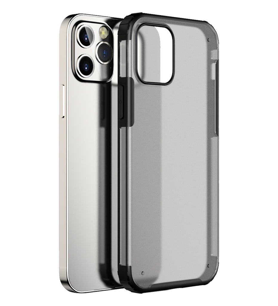 Rugged Frosted Series Semi Transparent PC Shock Proof Slim Back Cover for Apple iPhone 12 Pro Max, Black