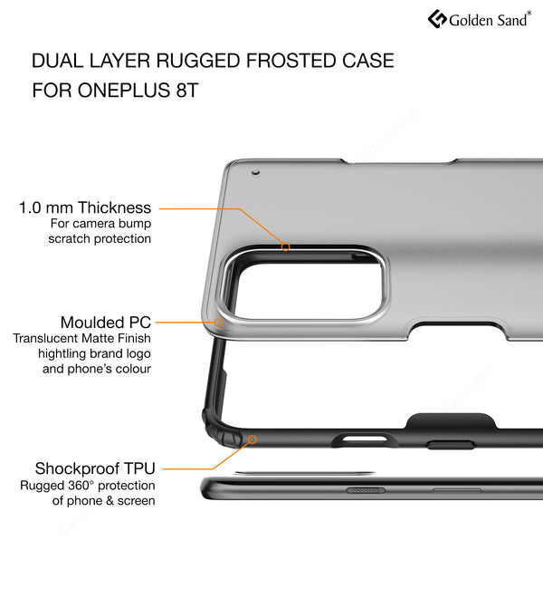 OnePlus 8T, One Plus 9R Back Cover | Rugged Frosted Series, Black