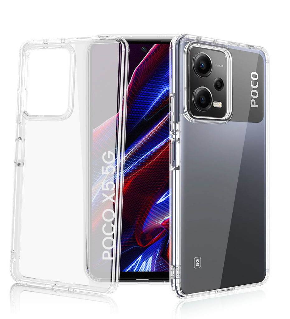 Ice Crystal Series Hybrid Transparent PC Military Grade TPU Back Cover for POCO X5 5G, 6.67 inch, Crystal Clear