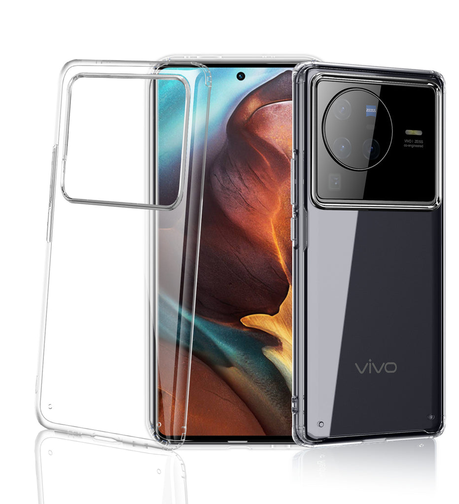 Ice Crystal Series Hybrid Transparent PC Military Grade TPU Back Cover for Vivo X80 Pro, 6.78 inch, Crystal Clear