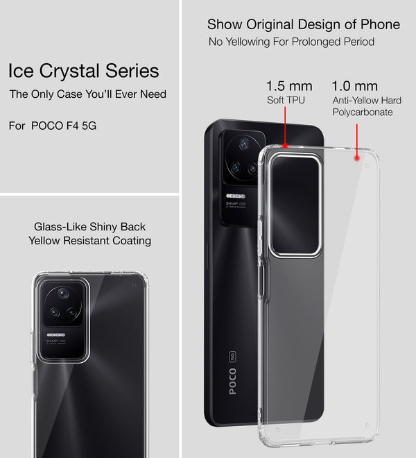 POCO F4 5G (6.67 inch) Back Cover | Ice Crystal Series, Crystal Clear
