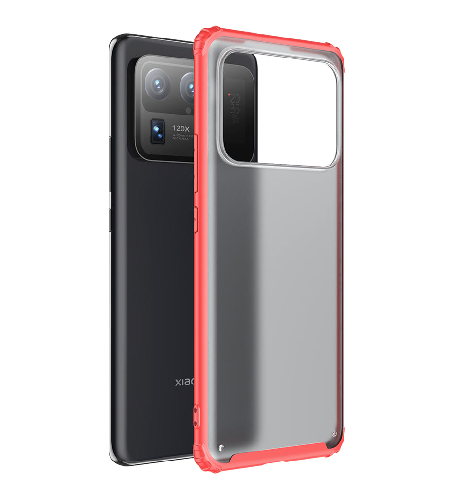 Rugged Frosted Semi Transparent PC Shock Proof Slim Back Cover for Xiaomi Mi 11 Ultra, 6.81 inch, Red