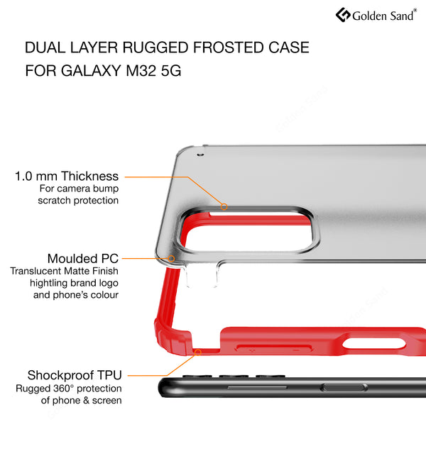 Samsung Galaxy M32 5G (6.5 inch) Back Cover | Rugged Frosted Series, Red
