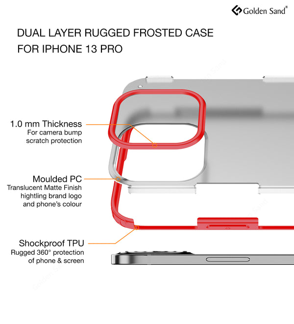 Apple iPhone 13 Pro (6.1 inch) Back Cover | Rugged Frosted Series, Red