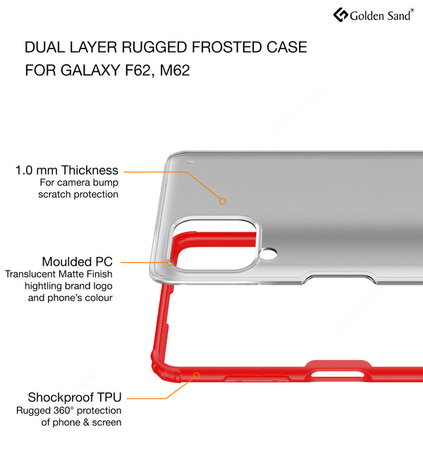 Samsung Galaxy F62, Samsung Galaxy M62 (6.7 inch) Back Cover | Rugged Frosted Series, Red