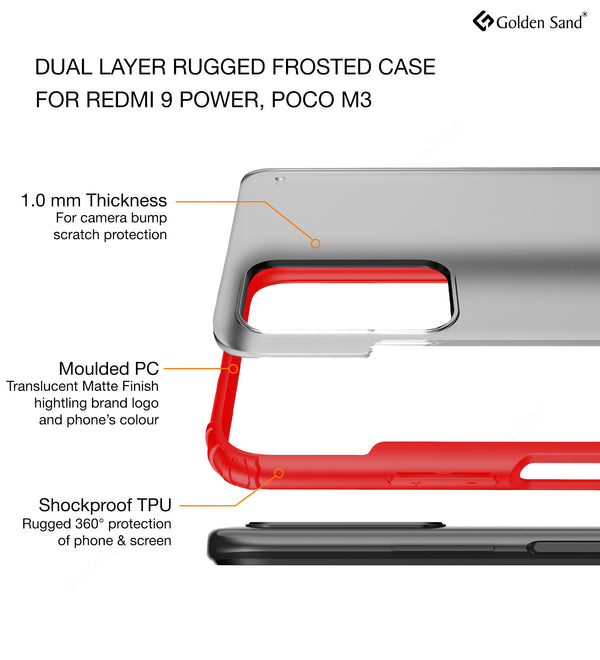 Redmi 9 Power Back Cover | Rugged Frosted Series, Fiery Red