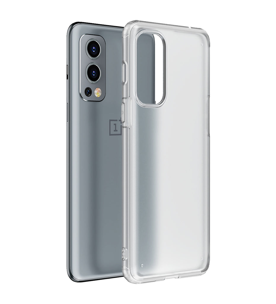 Rugged Frosted Semi Transparent PC Shock Proof Slim Back Cover for OnePlus Nord 2 5G, 6.43 inch, Translucent White